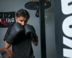 TITLE Black Bolstered Leather Bag Gloves -Boxing Shop DBBG 3