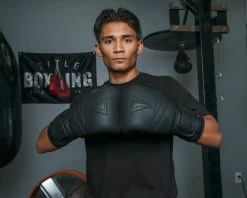 TITLE Black Bolstered Leather Bag Gloves -Boxing Shop DBBG 4