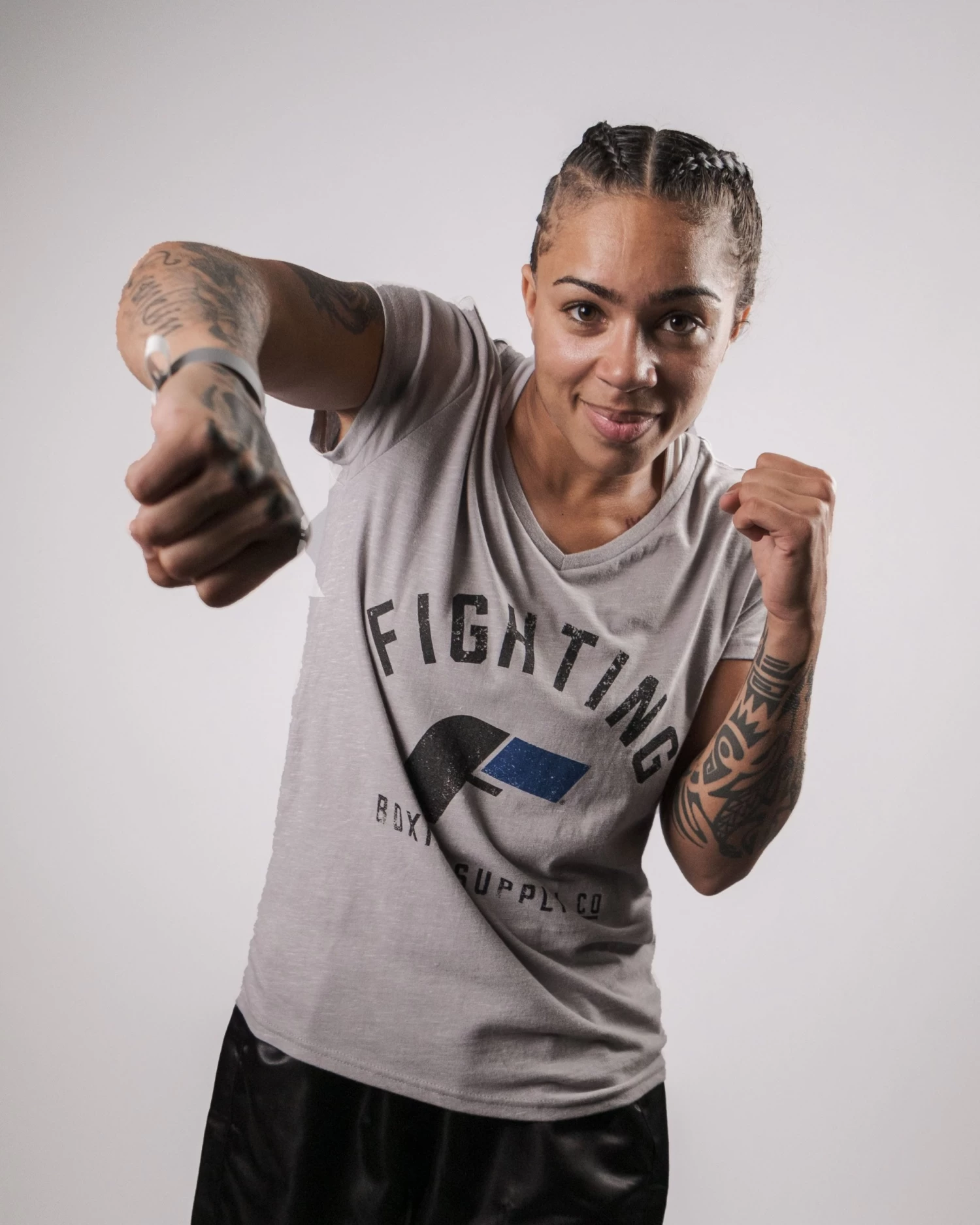 Fighting Women's Distressed V-Neck Tee 7 Fighting Women's Distressed V-Neck Tee - Image 5