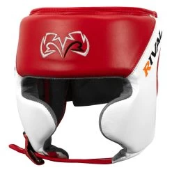Rival Boxing Amateur Competition Headgear With Cheek Protect -Boxing Shop RHGC2C RD WH 1