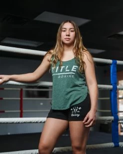 TITLE Boxing Women's Striped Wordmark Cropped Tank -Boxing Shop TBWTS216GN 1