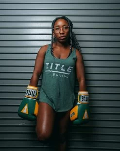 TITLE Boxing Women's Striped Wordmark Cropped Tank -Boxing Shop TBWTS216GR 1