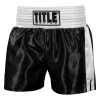 TITLE Boxing Professional Women’s Satin Striped Boxing Trunks -Boxing Shop TPBTW2 BK WH 1