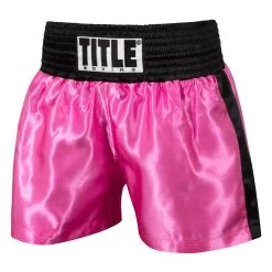 TITLE Boxing Professional Women’s Satin Striped Boxing Trunks -Boxing Shop TPBTW2 PK BK 1