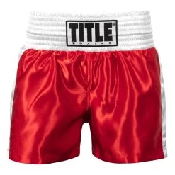 TITLE Boxing Professional Women’s Satin Striped Boxing Trunks -Boxing Shop TPBTW2 RD WH 2