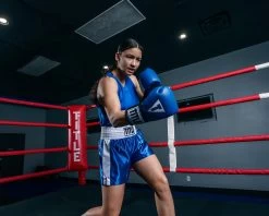 TITLE Boxing Professional Women’s Satin Striped Boxing Trunks -Boxing Shop TPBTW2BLWH 2