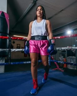 TITLE Boxing Professional Women’s Satin Striped Boxing Trunks -Boxing Shop TPBTW2PK 1