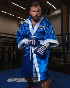 TITLE Boxing Pro Full Length Robe 3.0 -Boxing Shop TSRFL3BLWH 1