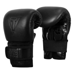 TITLE Black Old School Leather Pro Bag Gloves -Boxing Shop bktbg 002