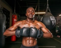 TITLE Black Old School Leather Pro Bag Gloves -Boxing Shop bktbg bk 3