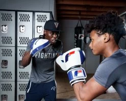 Fighting Force Micro Leather Punch Mitts -Boxing Shop ftgmpm wh bl 4