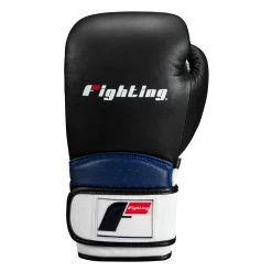Fighting Ferocity Leather Training Gloves -Boxing Shop ftgtg bk wh bl 3 2
