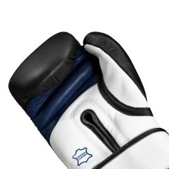 Fighting Ferocity Leather Training Gloves -Boxing Shop ftgtg bk wh bl 5 2