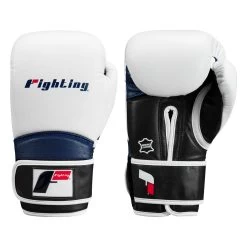 Fighting Ferocity Leather Training Gloves -Boxing Shop ftgtg wh bk bl 1 1