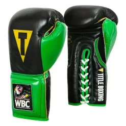 WBC By TITLE Boxing Sparring Gloves -Boxing Shop wbcsg bk gn 02