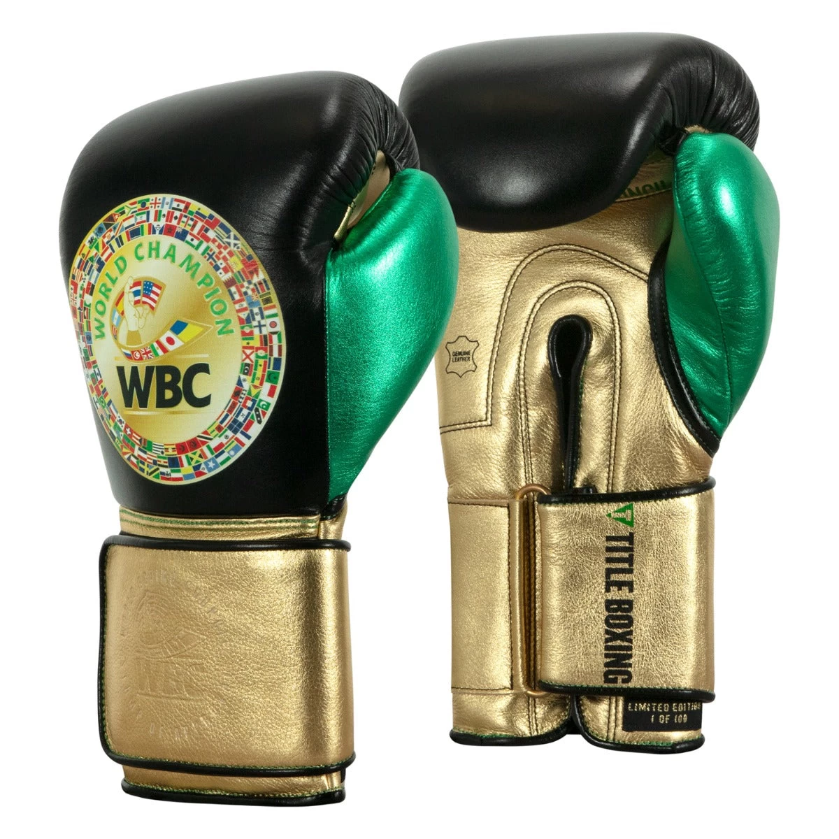 WBC By TITLE Boxing Green Belt Bag Gloves 4 WBC By TITLE Boxing Green Belt Bag Gloves - Image 2