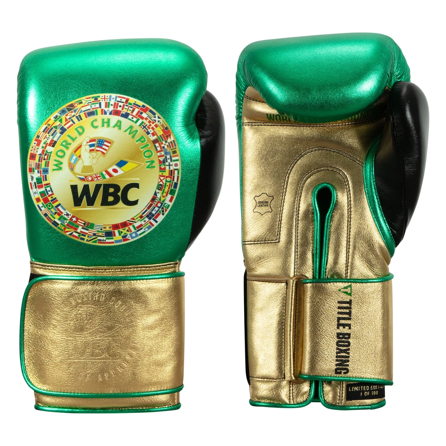 WBC By TITLE Boxing Green Belt Bag Gloves 8 WBC By TITLE Boxing Green Belt Bag Gloves - Image 6